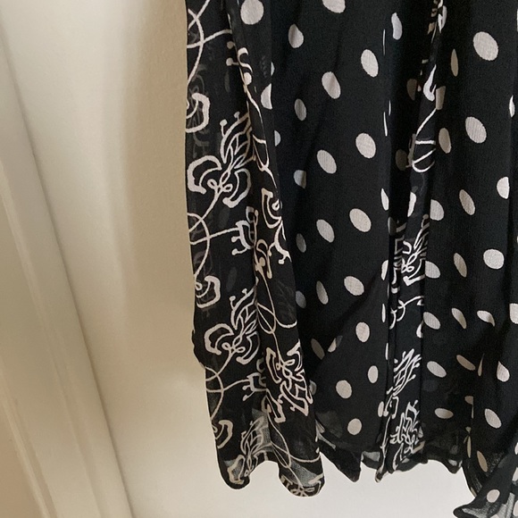 JM Collection Vintage Pre-Loved Black Polka Dot Black Flow Skirt - Picture 3 of 8